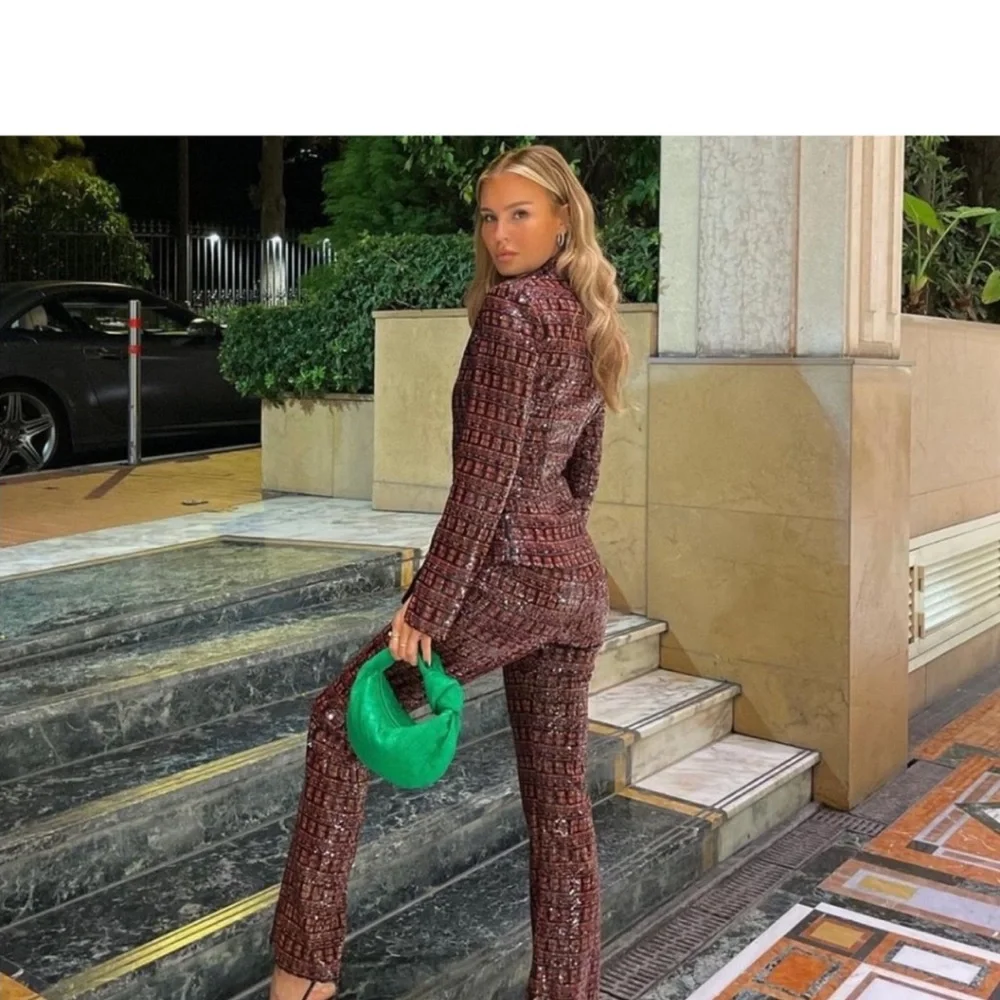 ZARA 2 Piece Set Sequin Pants and Top Size L - Picture 4 of 4